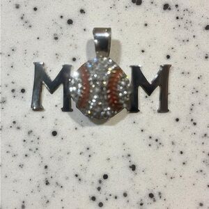 Silver and Red 'MOM' Pendant new
